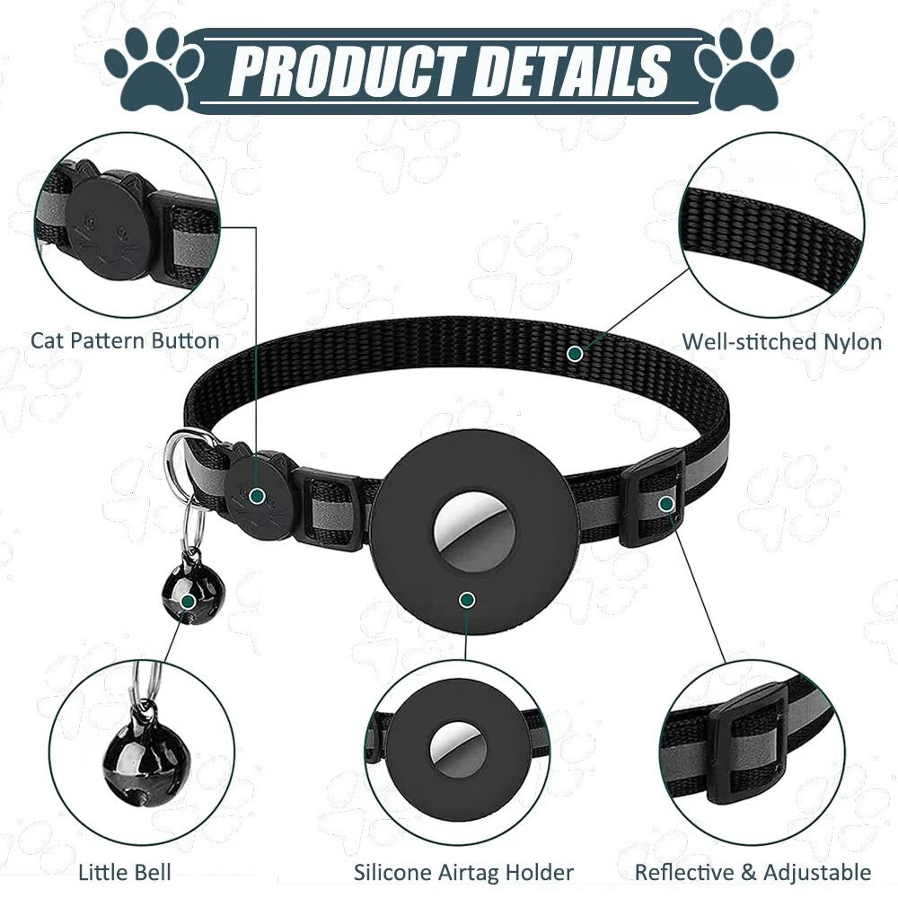 Cat collar for Airtag, Pet Bluetooth Locator Tracker Tracking Anti-Lost Device