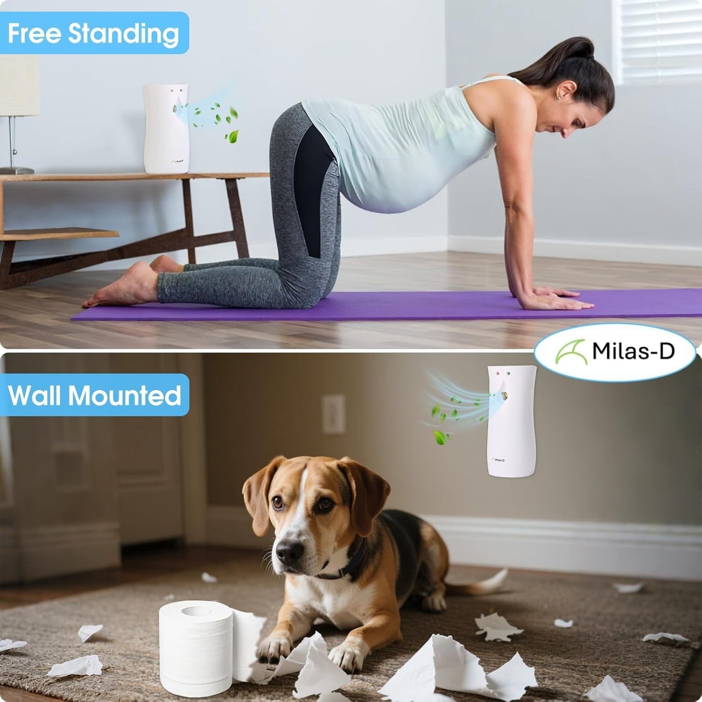 Milas-D Automatic Air Freshener Spray Dispenser, Custom 1 Count, White