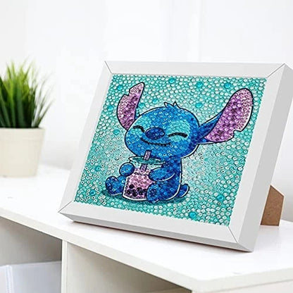  5D Diamond Painting Kit for Kids with Wooden Frame Easy Small Anime Diamond 