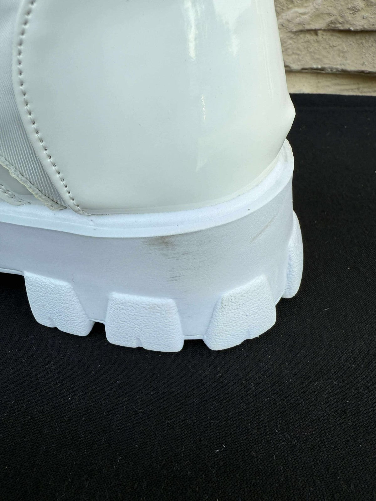 Pre-owned Women Mid Calf Round Toe Platform Boots Chunky Block Heel 8" High