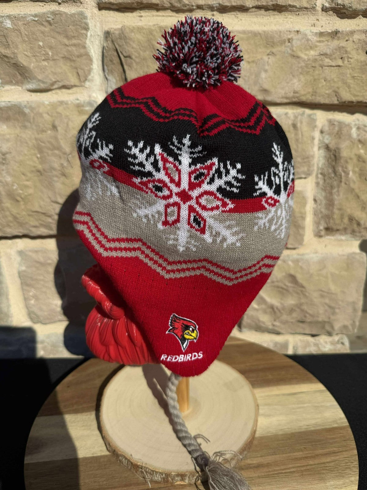 Illinois State Redbirds Top of the World Beanie with Ear Flaps & Pom – NCAA Hat