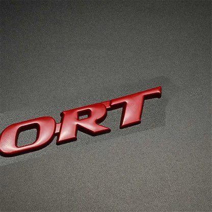 3D Metal Sport Emblem, Car Trunk , Tailgate Emblem Badge Double sided tape - Red