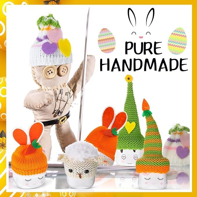 6 Pieces Marshmallow Mug Hat Easter Crochet Mug Hat Knitted Marshmallow Toppers
