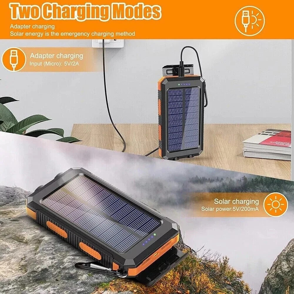 Solar Power Bank Charger Portable Charger, Inputs USB & Type-C, 38800 mAh, 5V