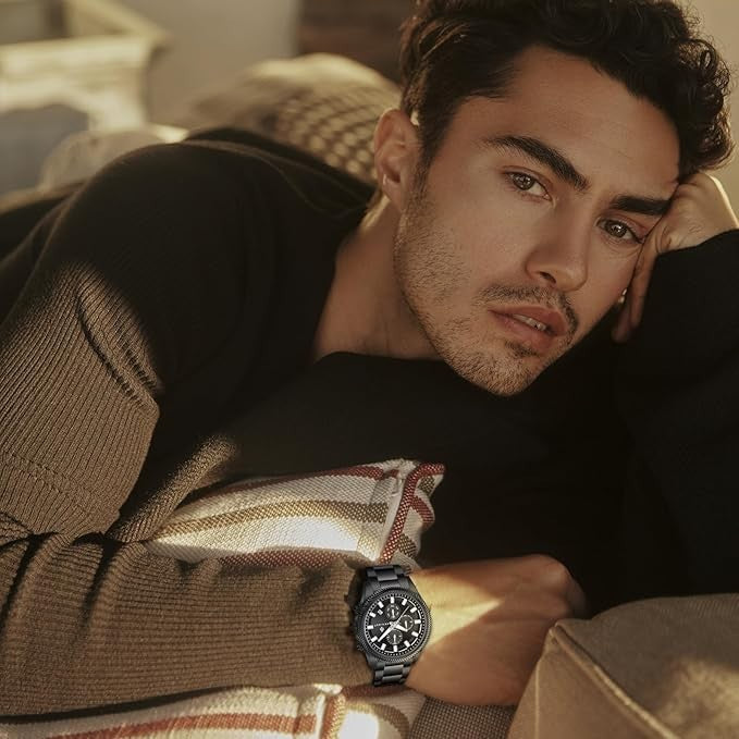 BENYAR AKNIGHT Men's Watches 45mm Big Face, Waterproof Chronograph Black