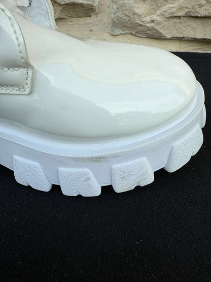 Pre-owned Women Mid Calf Round Toe Platform Boots Chunky Block Heel 8" High