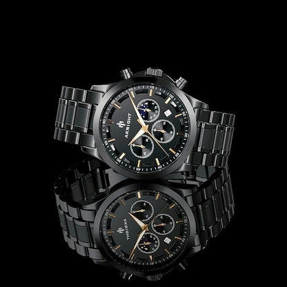 AKNIGHT Men's Watches 45mm Big Face, Waterproof Chronograph Black & Gold