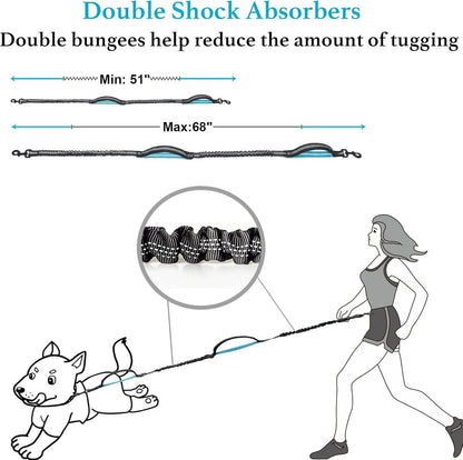 Pink Medium/Large Retractable Hands-Free Dog Leash for 25-150lbs Dual Handle