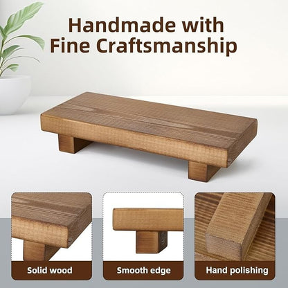 Wood Riser for Decor Display - 2pcs Wooden Soap Trays Kitchen or Bathroom Brown