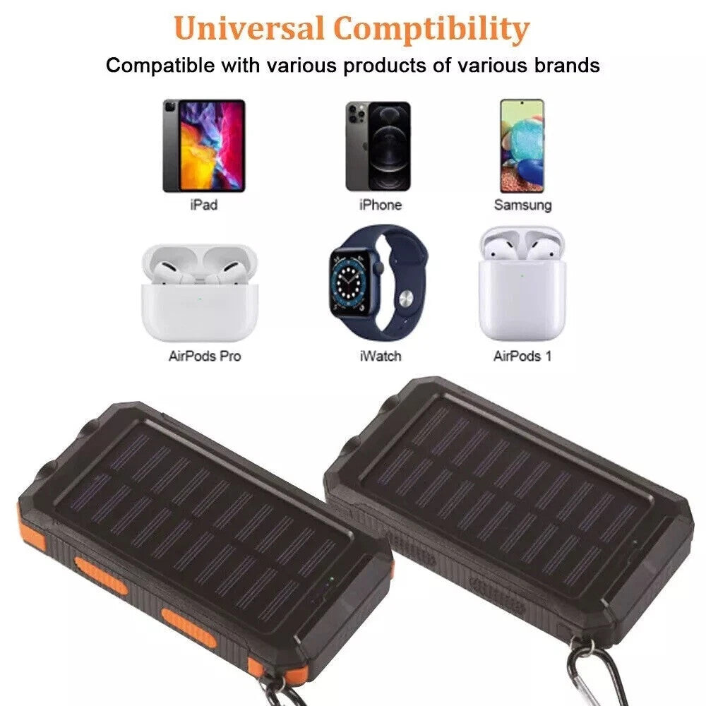 Solar Power Bank Charger Portable Charger, Inputs USB & Type-C, 38800 mAh, 5V
