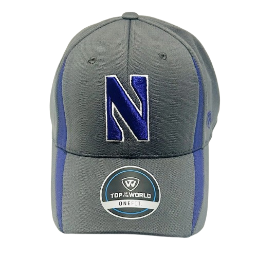 Top of the World Northwestern Wildcats One Fit Stretch Flex Hat Cap Gray NCAA