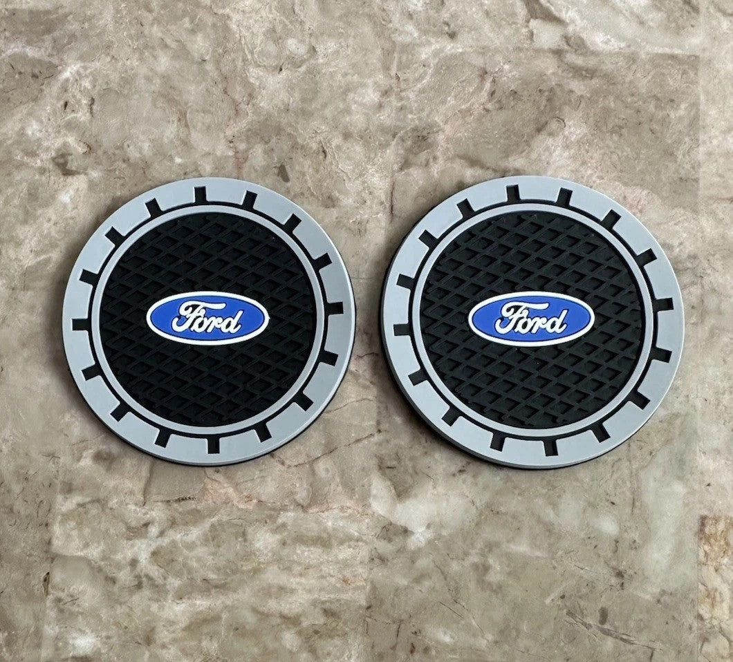 New 2 pcs Coasters for Ford  car cup holder coasters silicone non slip 2.75"