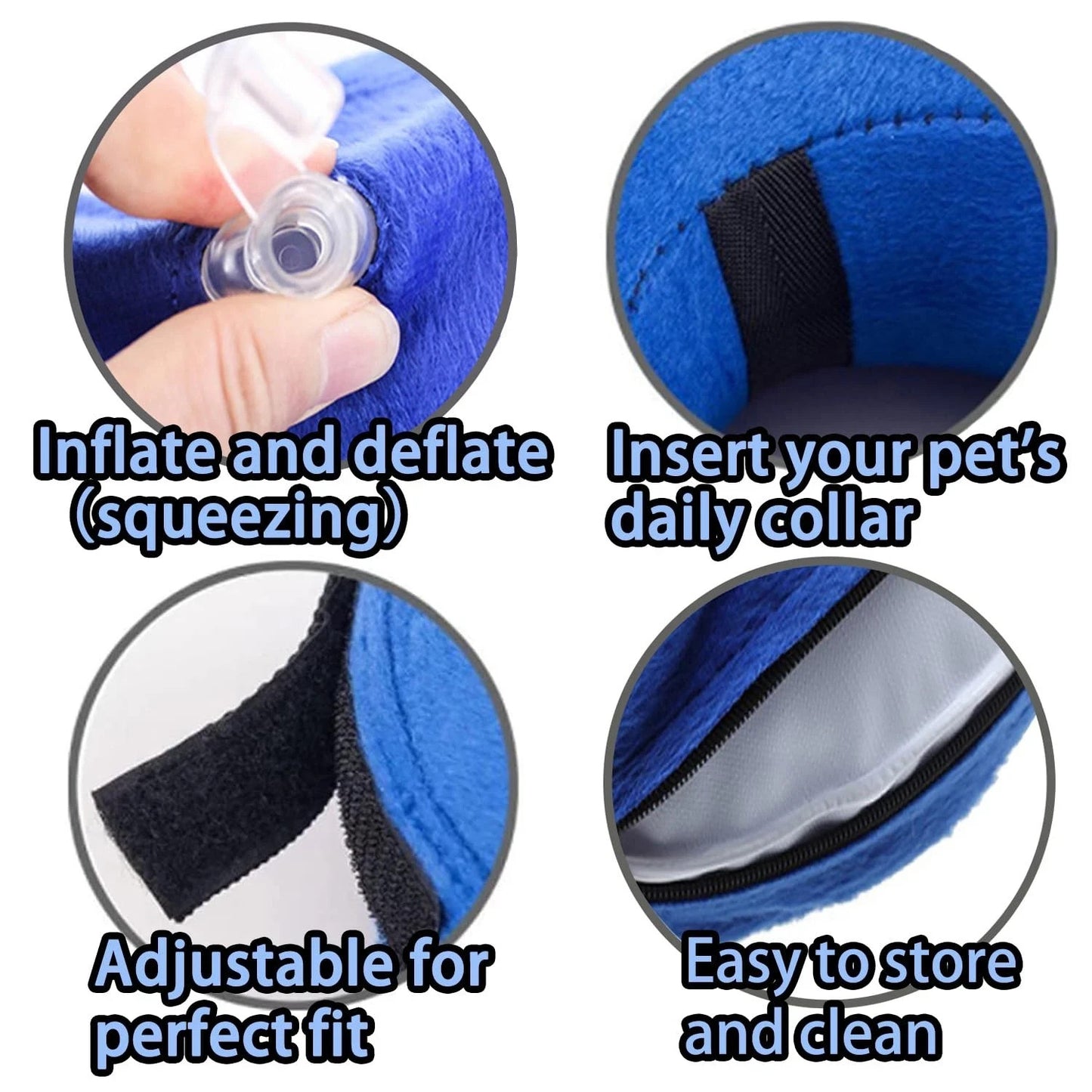 Inflatable Pet Cone Collar, injuries, rashes, or post surgery, Med, 10-14 inches