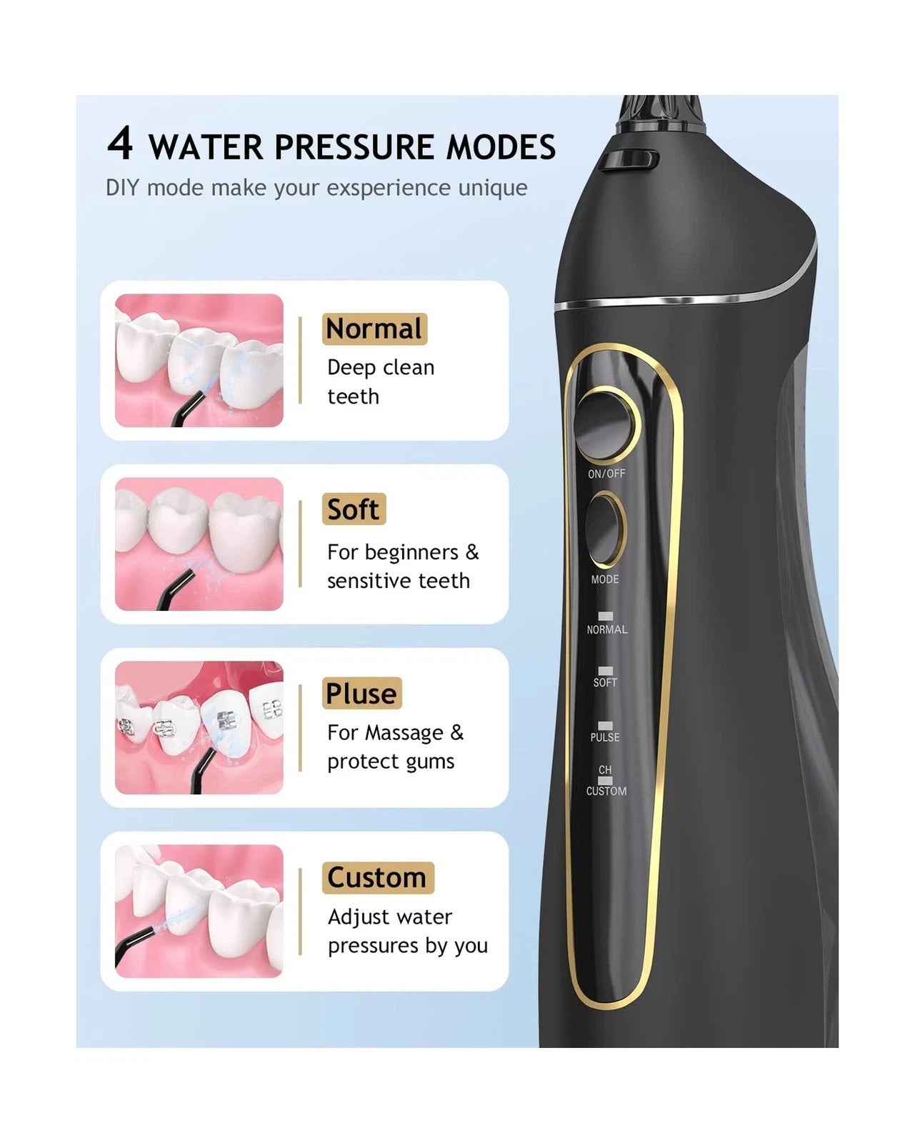 Oralfree Smart Oral Irrigator, Braces, Cordless, Portable, Floss, Water Flosser