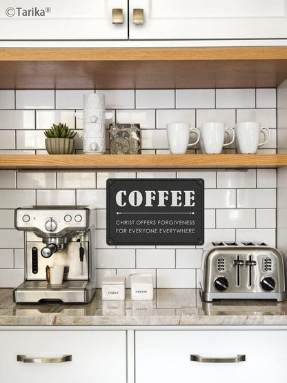 Coffee Christ Offers Forgiveness for Everyone Everywhere Funny Quote Poster Tin