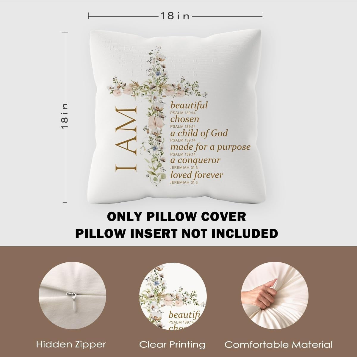 Inspiration Christian Throw Pillow Covers 18x18 Scripture Bible Verse Decor