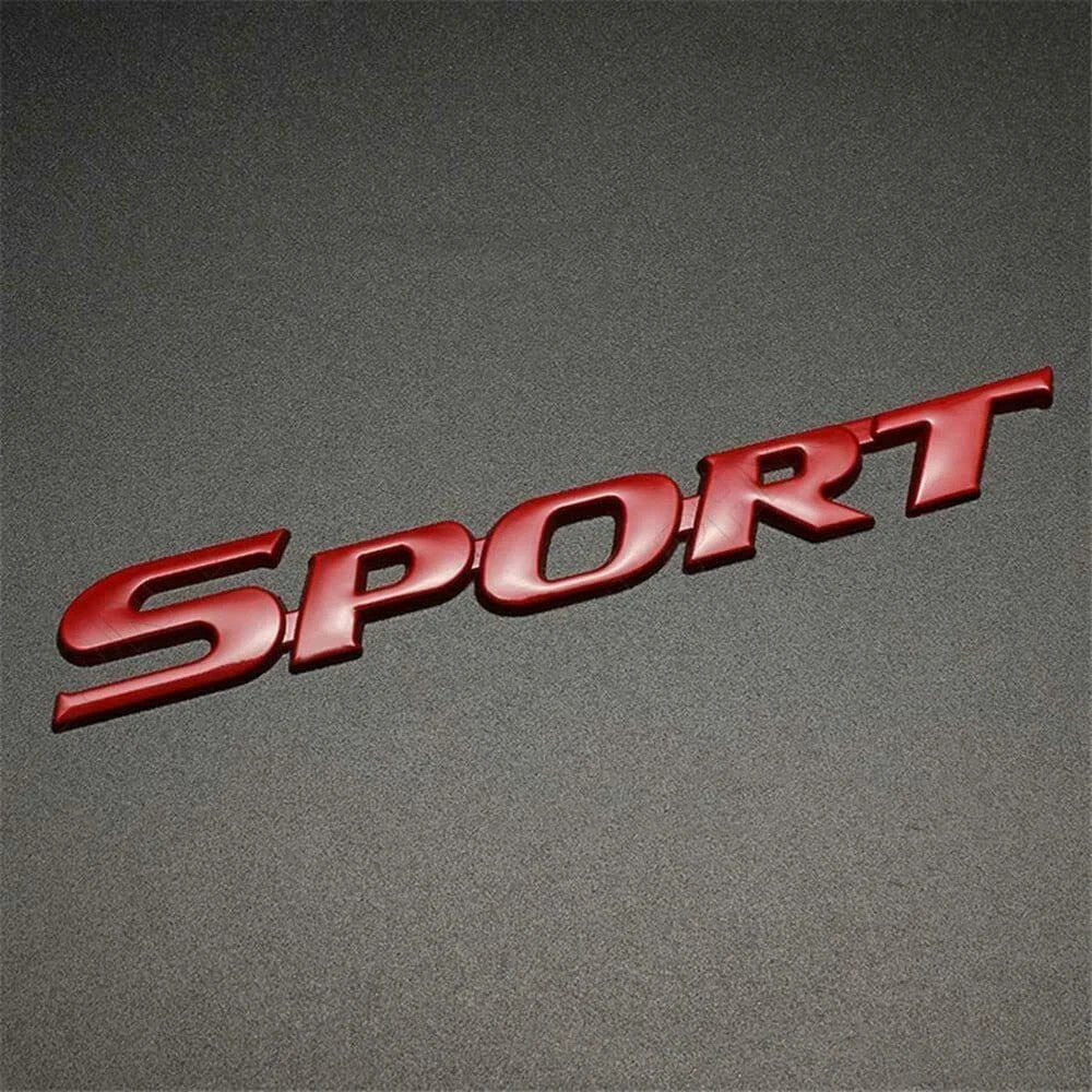 3D Metal Sport Emblem, Car Trunk , Tailgate Emblem Badge Double sided tape - Red