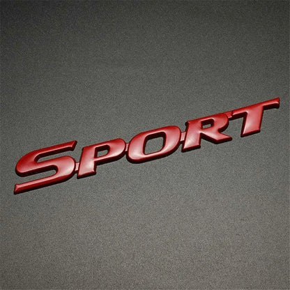 3D Metal Sport Emblem, Car Trunk , Tailgate Emblem Badge Double sided tape - Red