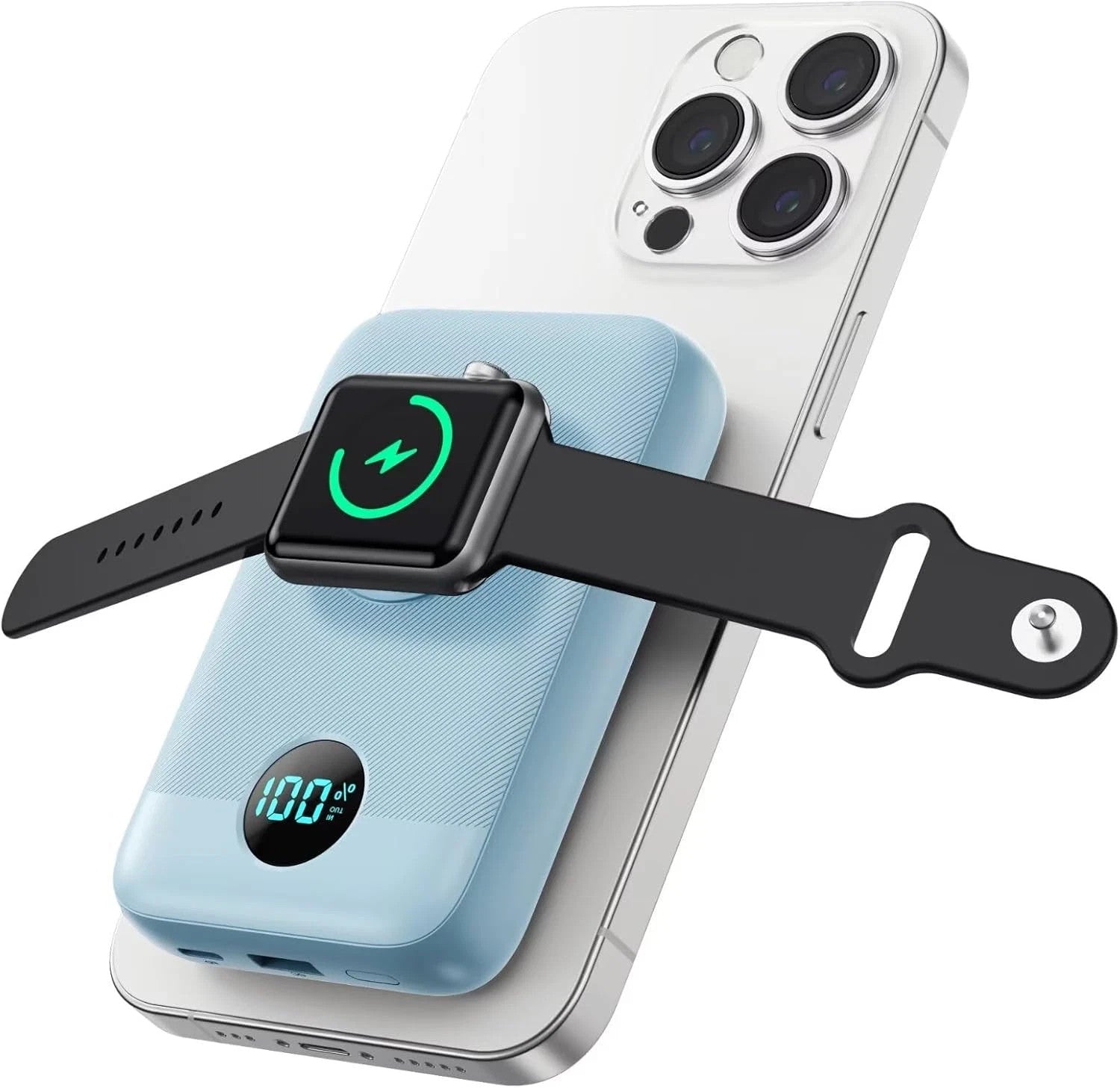 Magnetic Portable Charger for Iphone, 10800Mah 4-In-1 Wireless Power Bank