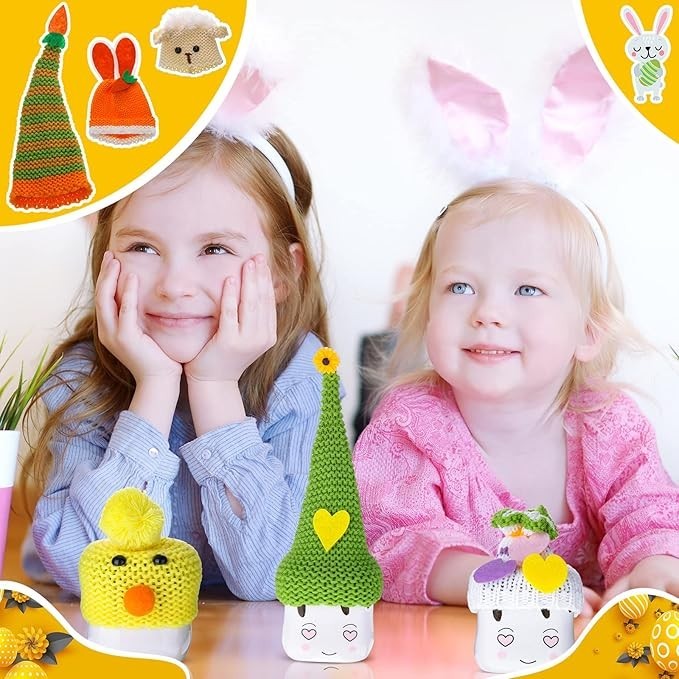 6 Pieces Marshmallow Mug Hat Easter Crochet Mug Hat Knitted Marshmallow Toppers