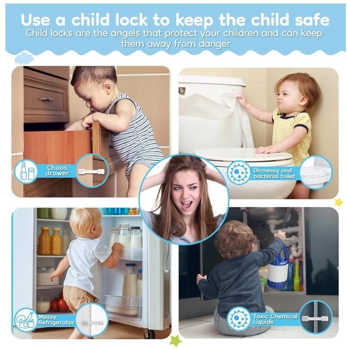 6 Pk  Syican Baby/Child Proofing Locks for Multi-Purpose Usage