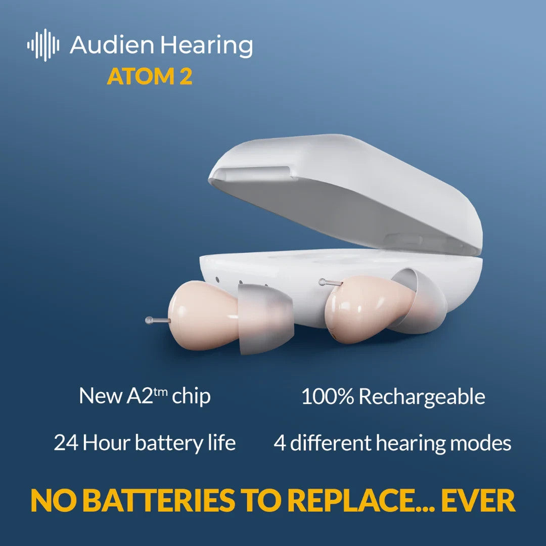 Audien Atom 2 over-the-counter (OTC) in-the-ear Rechargeable Hearing Aids