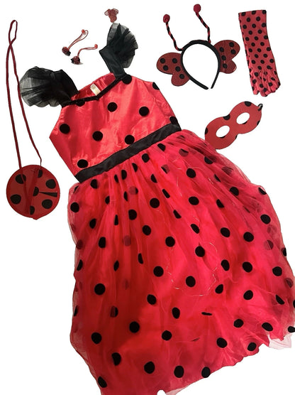 Ladybug Polka Dot Costume with LED Lights 9-10 Halloween Dress Up Girls