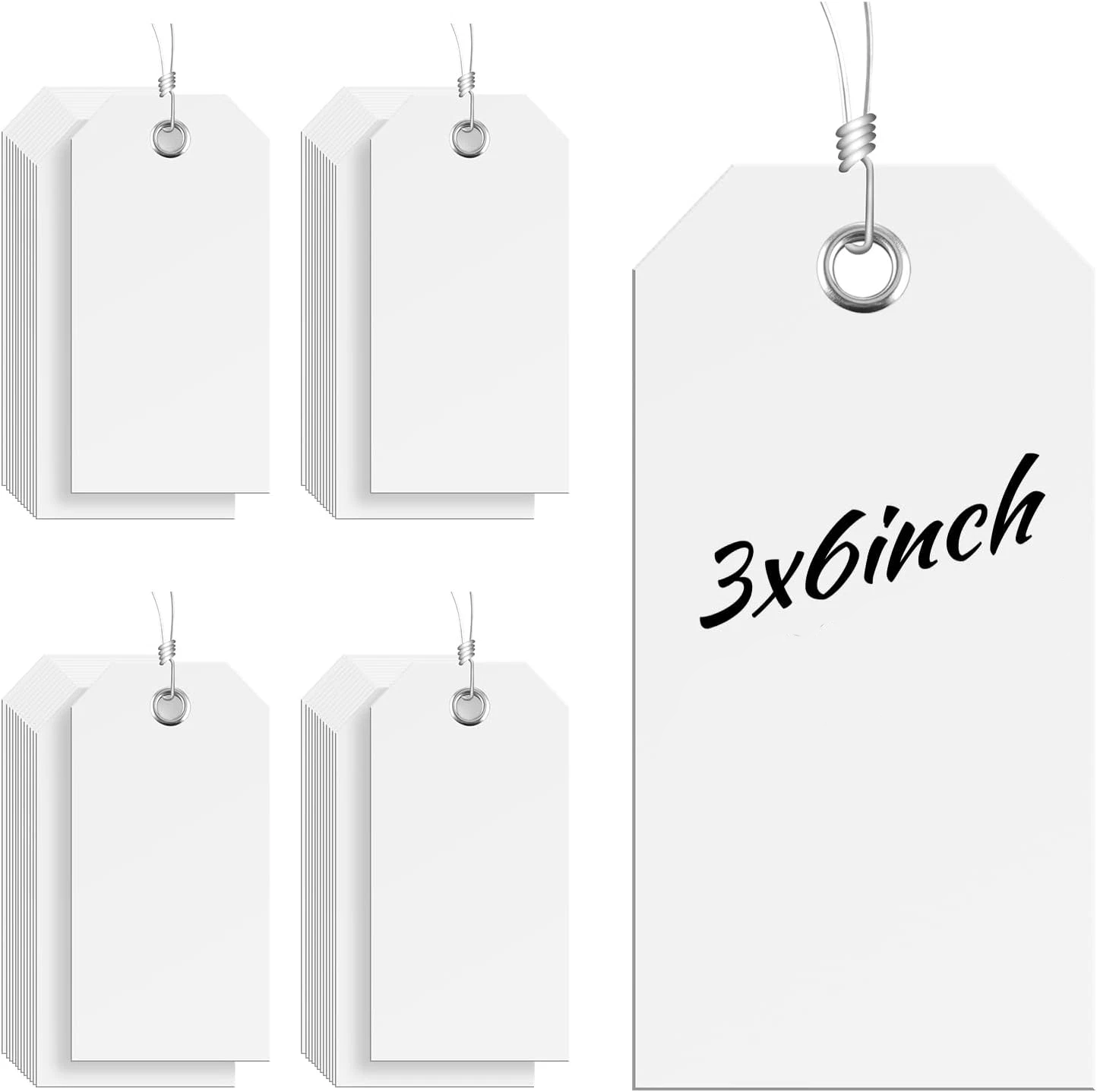 90 Pieces 3X6 Inch Large White Plastic Shipping Tags with String Heavy Duty