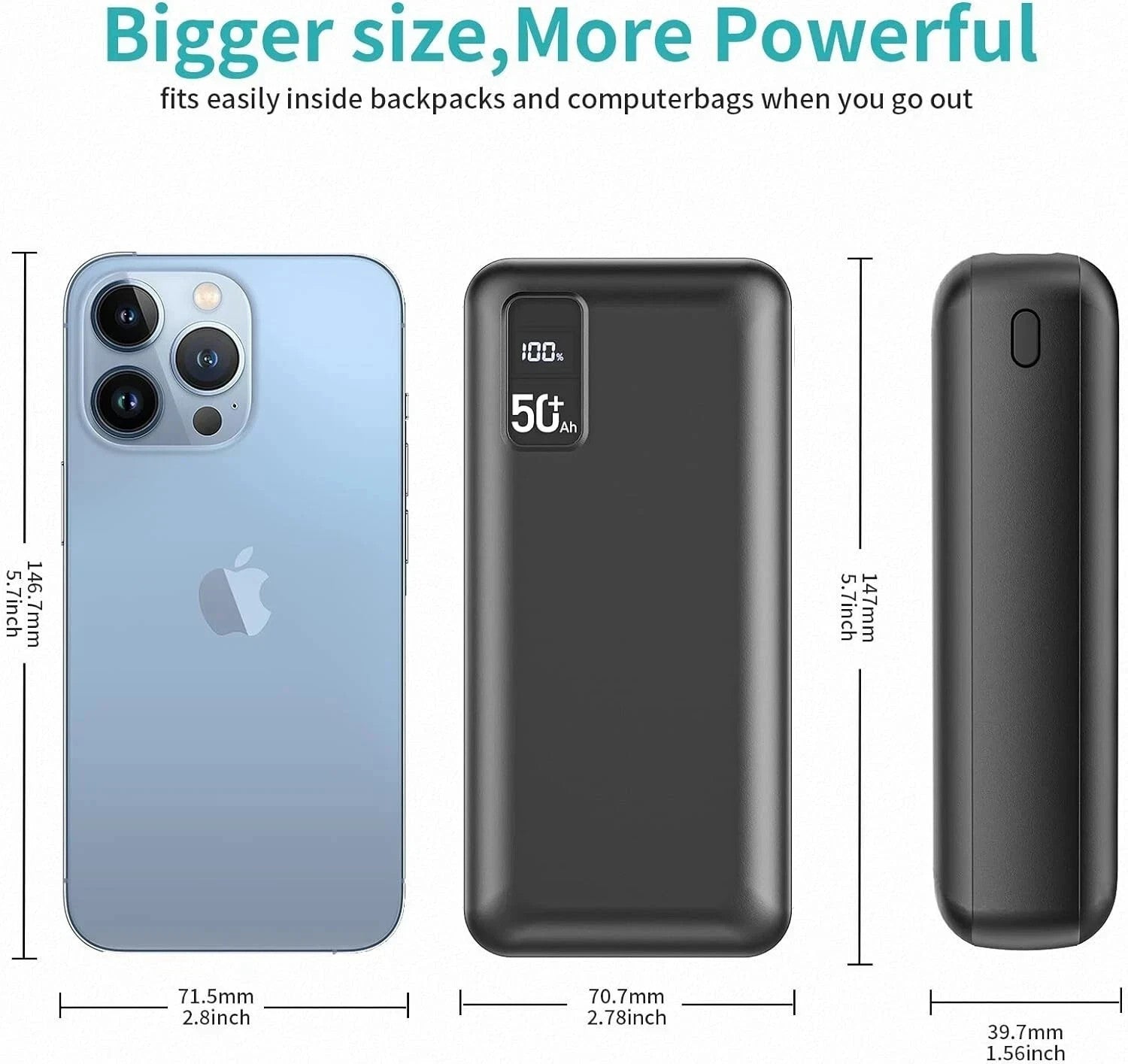 Power Bank 50000mAh Fast Charging Portable Charger USB-C