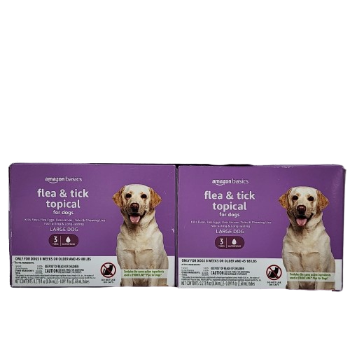 Amazon Basics Flea and Tick Topical Treatment for Large Dogs 45-88lbs - 2 Pack