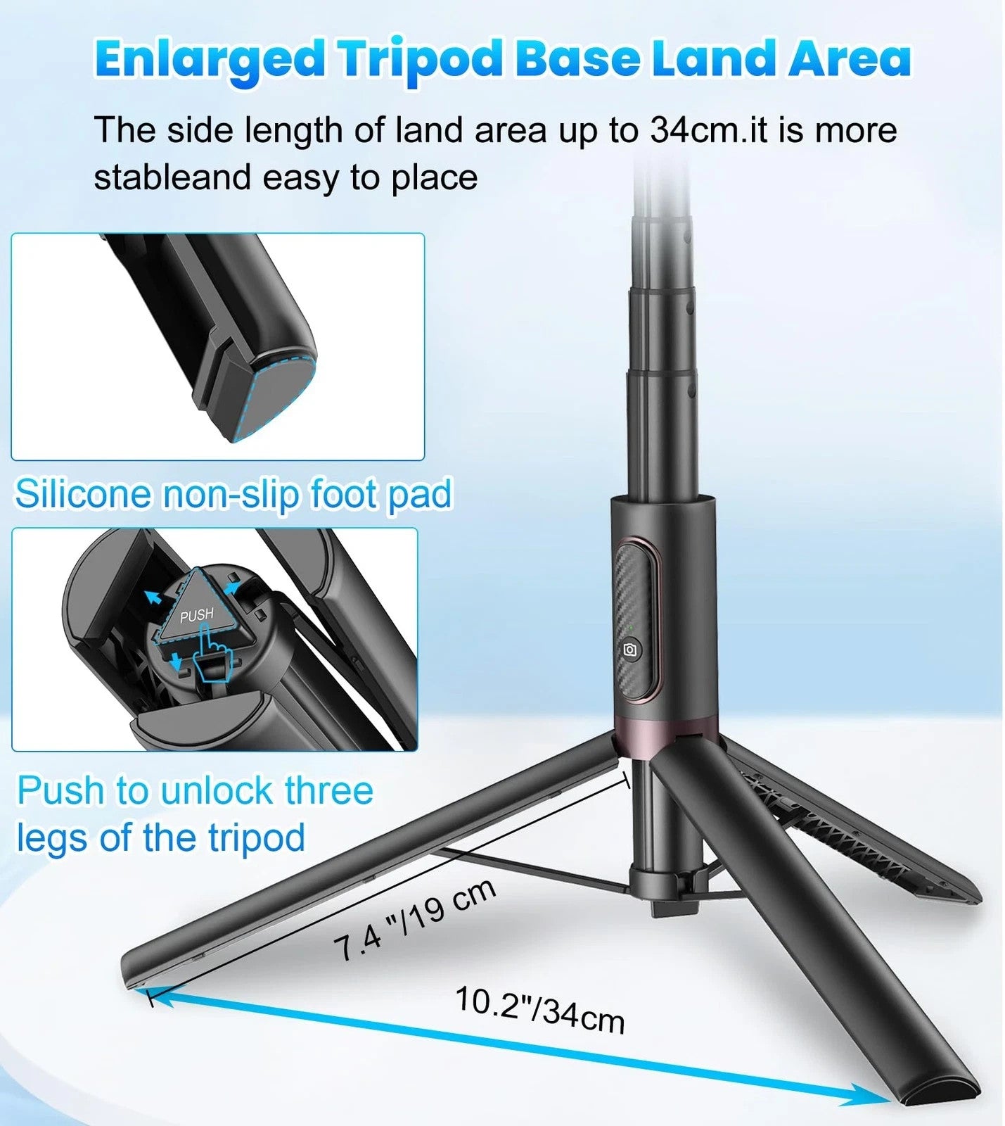 TONEOF 67" Cell Phone Selfie Stick Tripod Smartphone Stand All-in-1