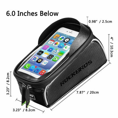 RockBros Bike Front Frame Bag Cycling Waterproof Fits Phones Below 6.0 Inches