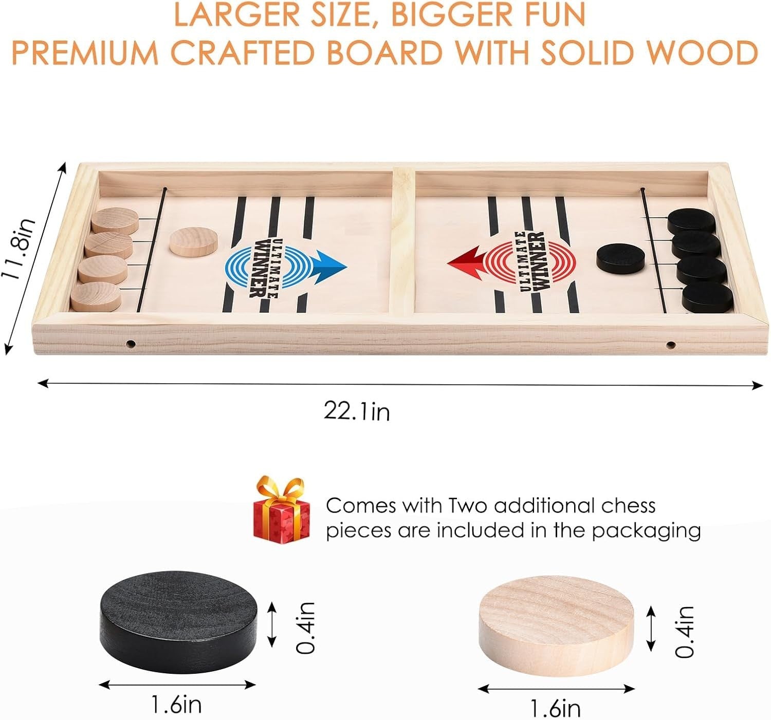 Fast Sling Puck Table Board Game I Wooden Family Indoor Two Player, Table Games 