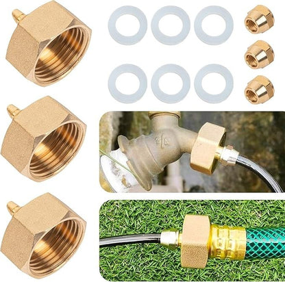 3 Pack Garden Hose Adapter Solid Brass Standard 3/4" Female Thread To 1/4" Tube
