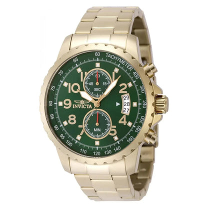 NEW Invicta Men's 45mm Pilot Specialty Chronograph Green Dial Gold Watch 48898