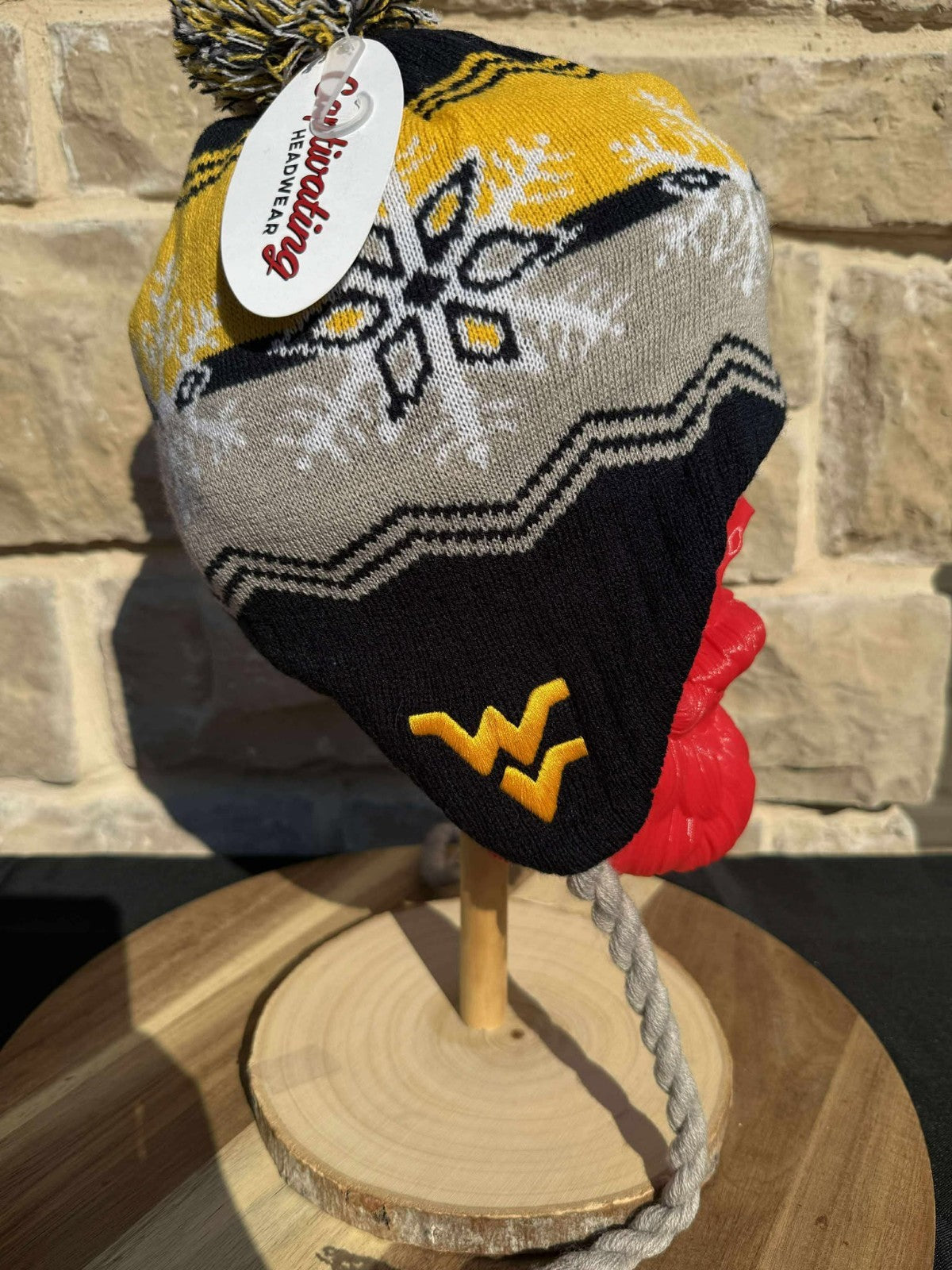 Captivating Headwear West Virginia Mountaineers Beanie Cap W/Ear Flaps NWT