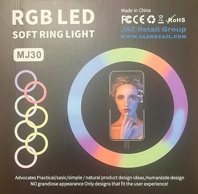 MJ30 RGB Ring Light with Phone Holder for Stabilization and Live Video Shooting