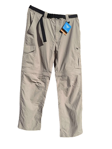 Columbia Silver Ridge Cargo Convertible Pants Mens 36x32 Black Belted Omni Shade