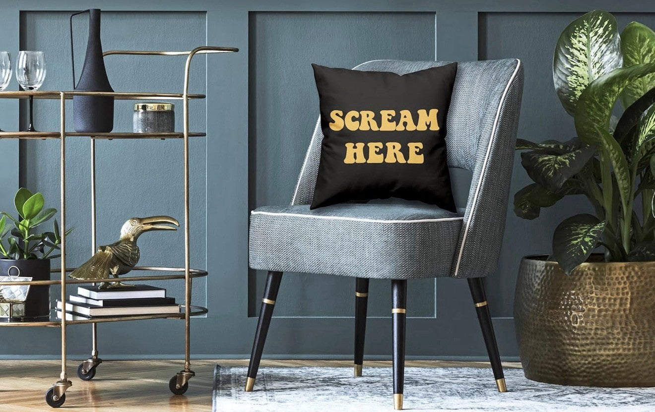Novelty Scream Here Pillow Cover 18X18"