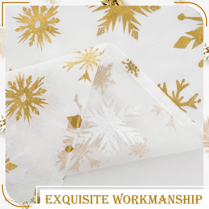 FRAMICS Christmas Sheer Curtains Decoration, Gold Snowflake Foil Print Curtains