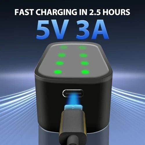 8 Pack Rechargeable Lithium ion AA Batteries with 2.5H Fast Charger, 3000mWh 