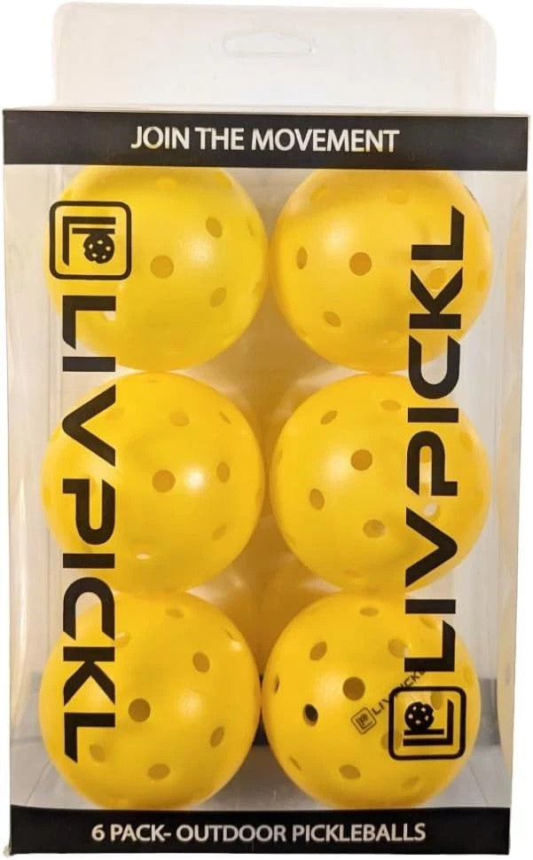Pickleballs 40 Holes, Outdoor, Hard Court, High Visibility, 6 Pack Outdoor Balls