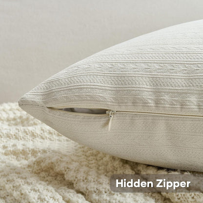 FUTEI Cream White Decorative Throw Pillow Covers 24x24 Inch Set of 2,Soft Cozy