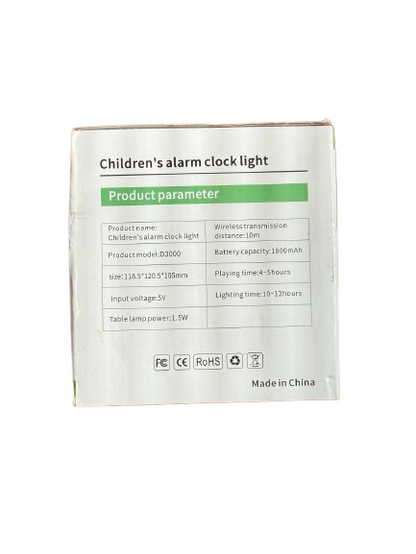 Children's Alarm Clock Light -Model D3000 4-5 Hr Play time 10-12 Lighting time