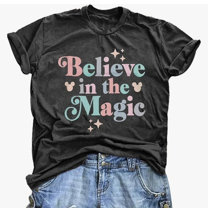 Small Women’s Disney Shirt Gray Believe In Magic