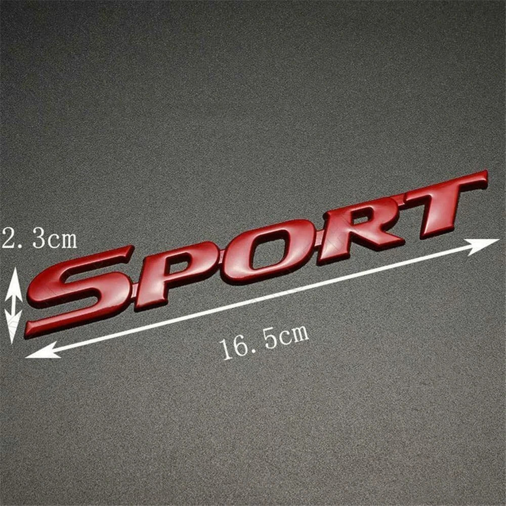 3D Metal Sport Emblem, Car Trunk , Tailgate Emblem Badge Double sided tape - Red