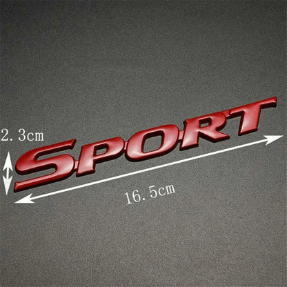 3D Metal Sport Emblem, Car Trunk , Tailgate Emblem Badge Double sided tape - Red