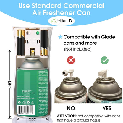 Milas-D Automatic Air Freshener Spray Dispenser, Custom 1 Count, White