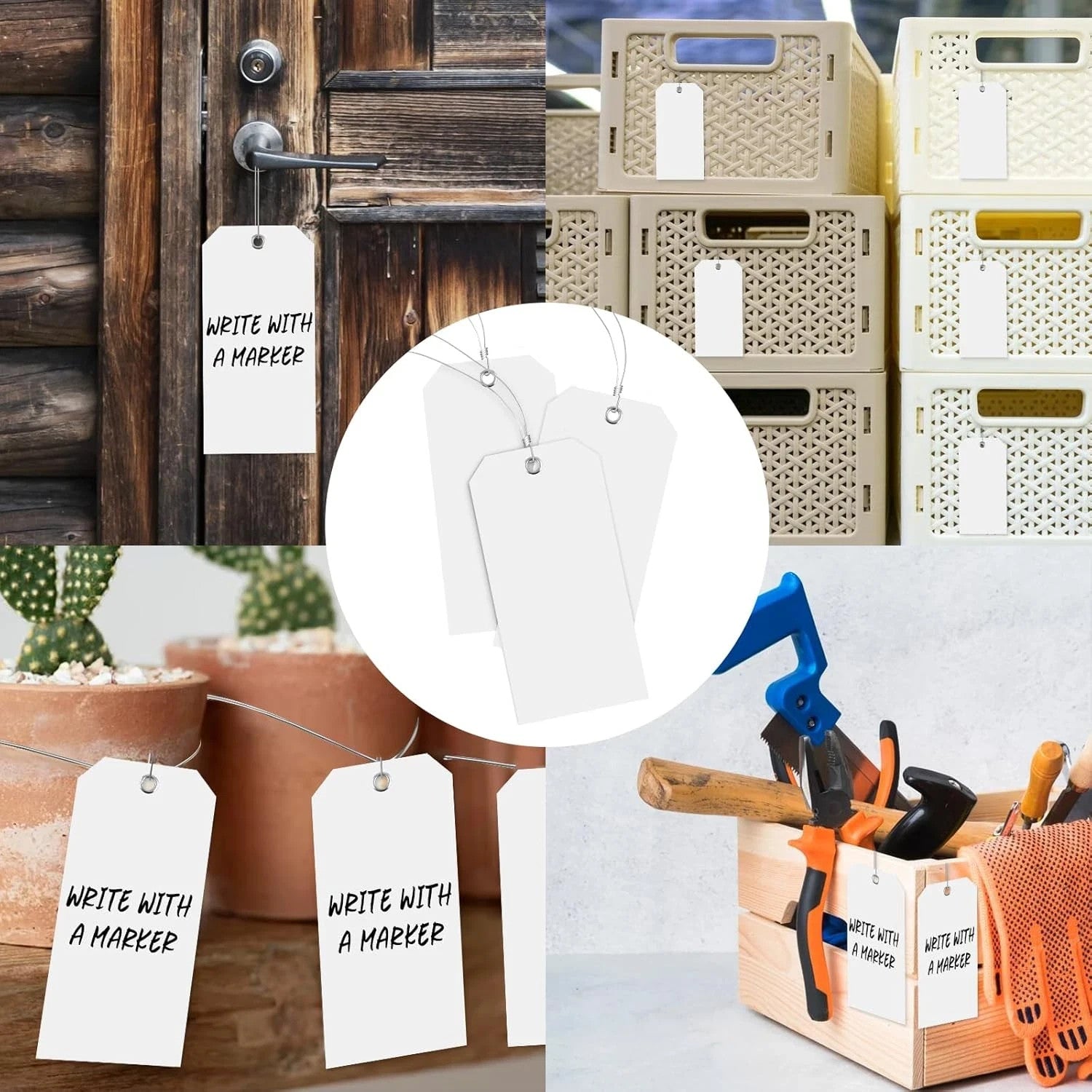 90 Pieces 3X6 Inch Large White Plastic Shipping Tags with String Heavy Duty