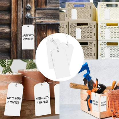 90 Pieces 3X6 Inch Large White Plastic Shipping Tags with String Heavy Duty